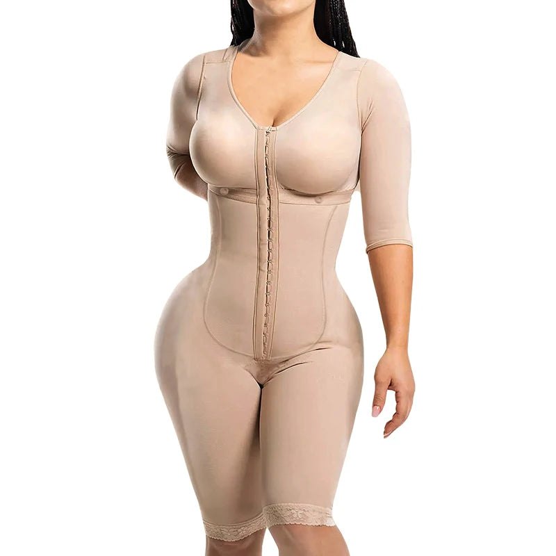 Short Sleeve Full Body Shapewear Faja – Waist Control & Body Sculpting
