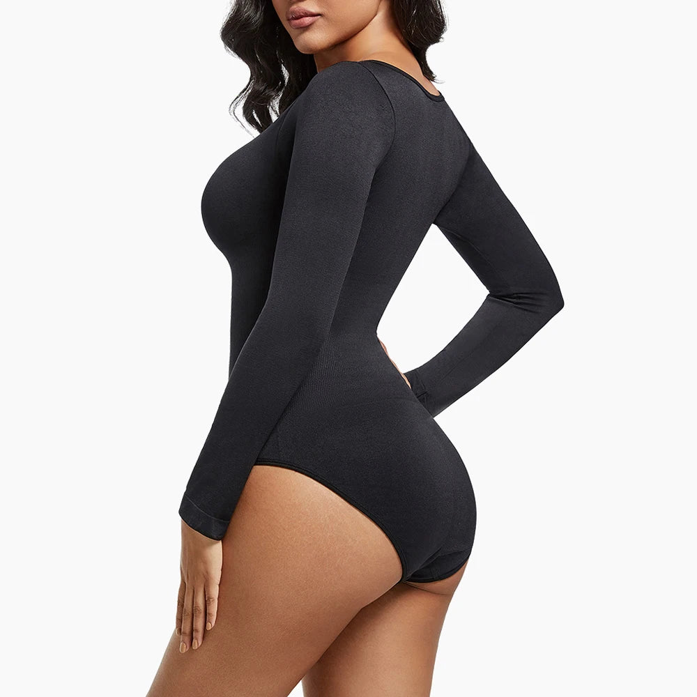 Long Sleeve Seamless Shapewear Bodysuit – Full Body Smoothing