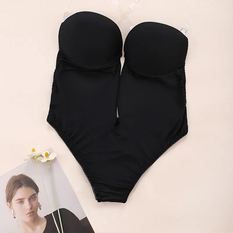 Backless Shapewear Bodysuit with Built-In Bra